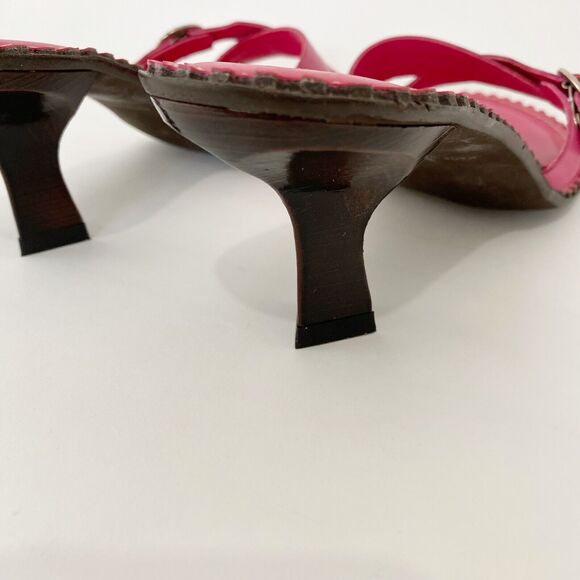 Coldwater Creek Sandal Womens Size 9 Leather Open Toe Buckle Accent 2.25" Spool - Picture 9 of 12